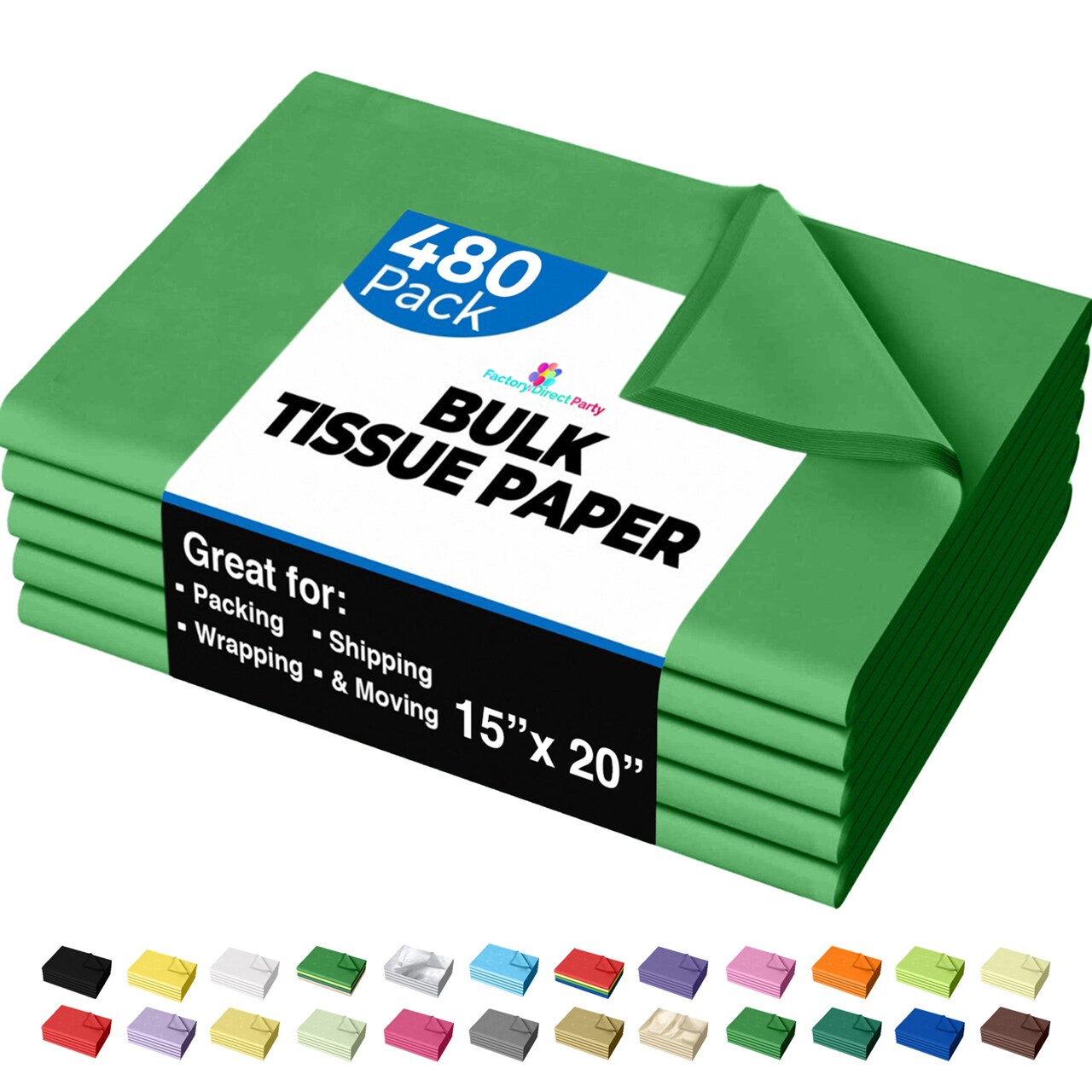 Tissue Paper for Gift Bags - 15" x 20" Bulk Tissue Paper Dark Blue 480 Sheets - 10lb Newsprint for Packing, Birthday Gift Box Filler, Packing Supplies for Moving Supplies